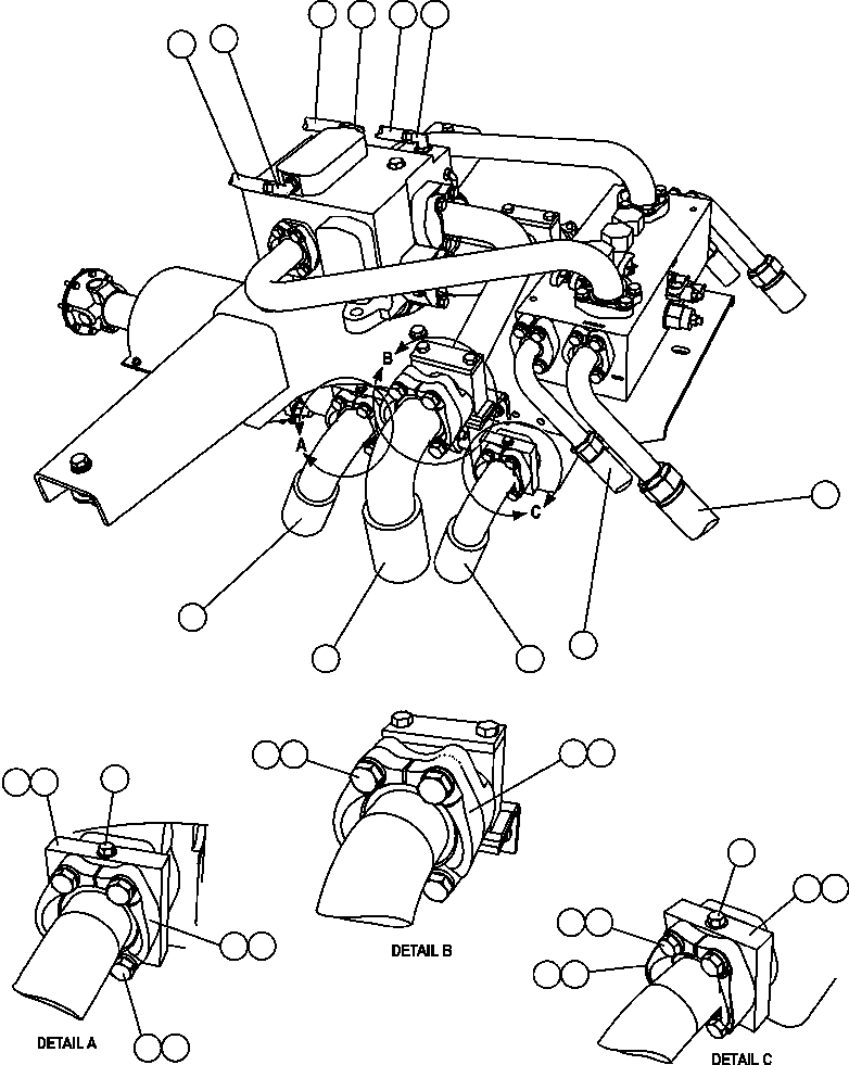 Komatsu parts book diagram for AFE47-FF 730E S/N A30518 - A30520 & A30523     DARMA HENWA: PUMP MODULE PIPING