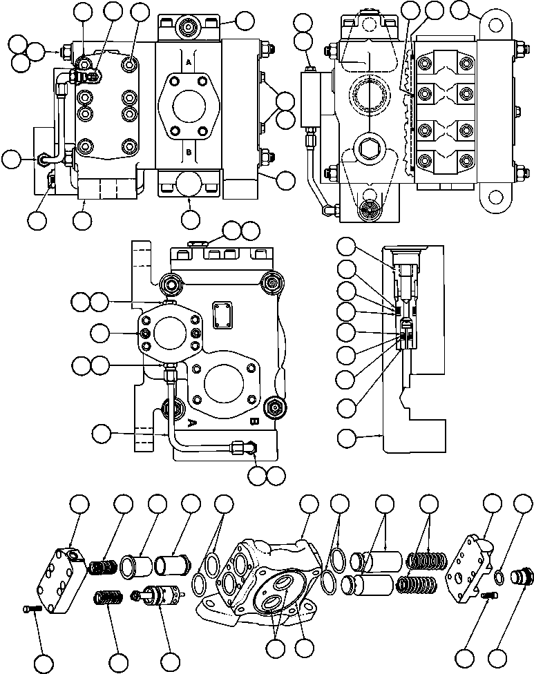 Komatsu parts book diagram for AFE47-FF 730E S/N A30518 - A30520 & A30523     DARMA HENWA: HOIST CONTROL VALVE ASSM (PB8267)