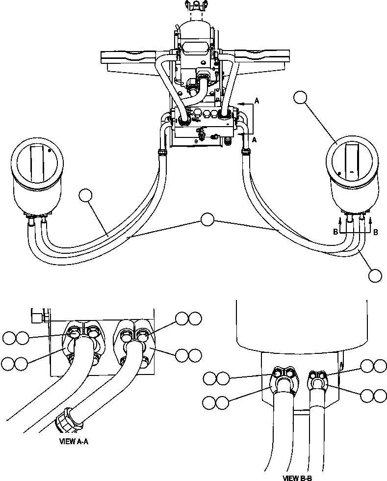 Komatsu parts book diagram for AFE47-FF 730E S/N A30518 - A30520 & A30523     DARMA HENWA: HOIST CYLINDER PIPING