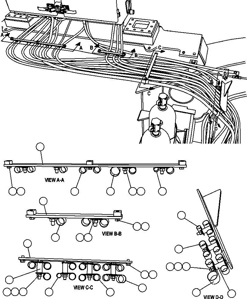Komatsu parts book diagram for AFE47-FF 730E S/N A30518 - A30520 & A30523     DARMA HENWA: BRAKE CABINET/CAB PIPING - 1