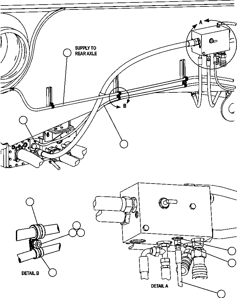 Komatsu parts book diagram for AFE47-FF 730E S/N A30518 - A30520 & A30523     DARMA HENWA: AUTOMATIC LUBRICATION - FRAME PIPING - 1