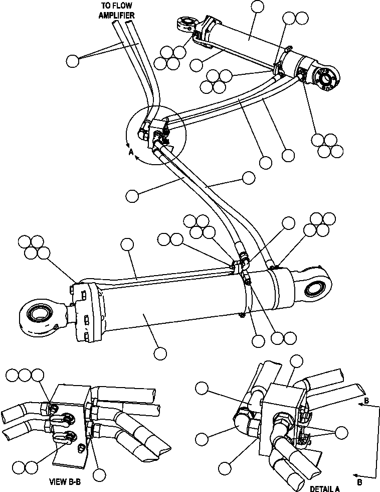 Komatsu parts book diagram for AFE47-FH 730E S/N A30524     NITTETSU: STEERING CYLINDER PIPING