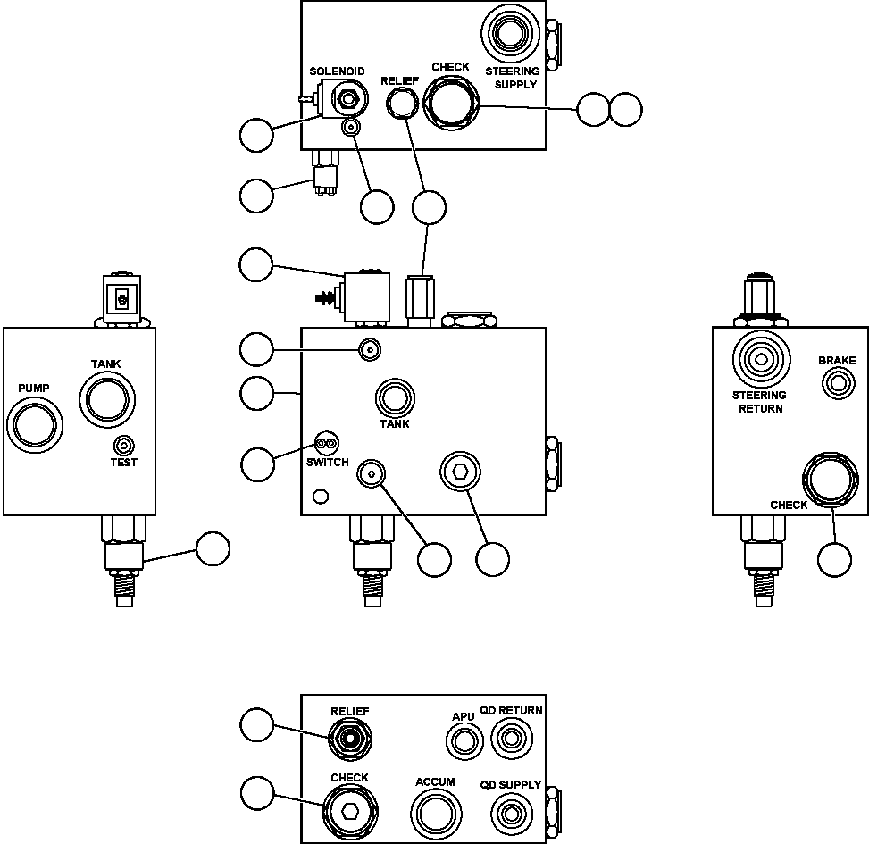 Komatsu parts book diagram for AFE47-FH 730E S/N A30524     NITTETSU: BLEEDDOWN MANIFOLD VALVE ASSEMBLY (PC1842)