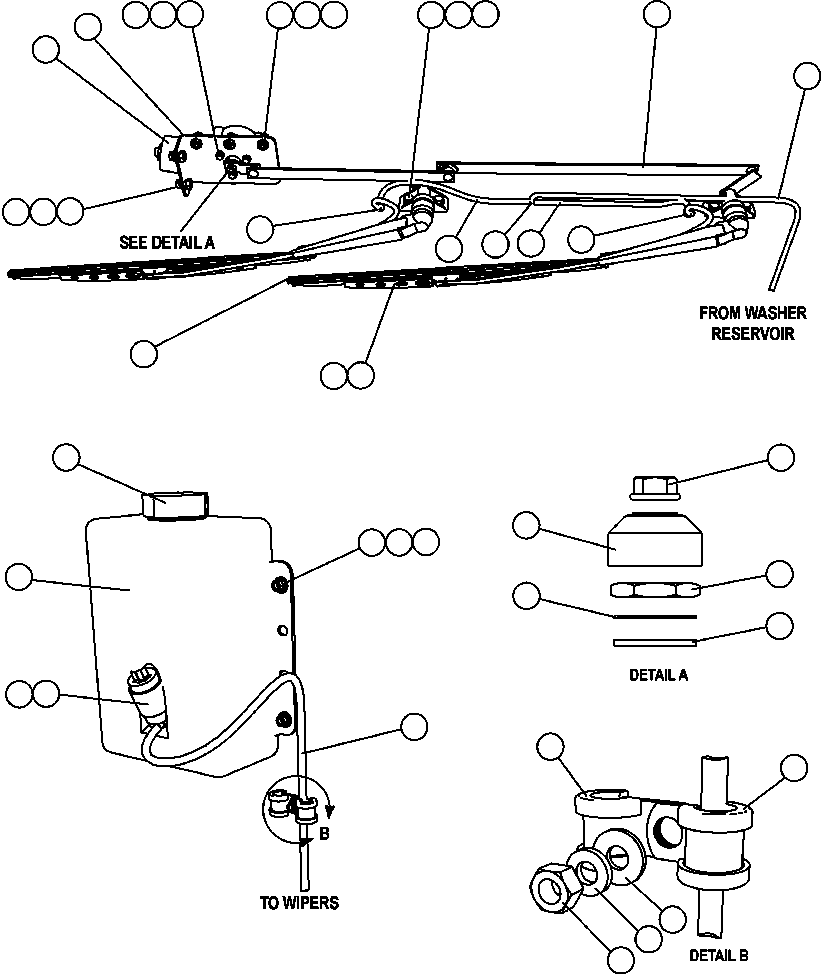 Komatsu parts book diagram for AFE47-FH 730E S/N A30524     NITTETSU: WINDSHIELD WIPER/WASHER INSTALLATION