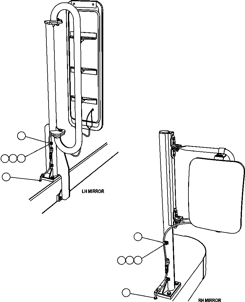 Komatsu parts book diagram for AFE47-FM 730E S/N A30531 - A30534     RUSSIAN COPPER COMPANY (RMK): HEATED MIRROR WIRING