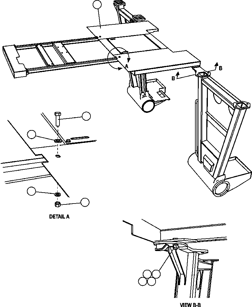 Komatsu parts book diagram for AFE47-FP 730E S/N A30541 - A30545 & A30550 - A30551      DARMA HENWA: CENTER DECK INSTALLATION