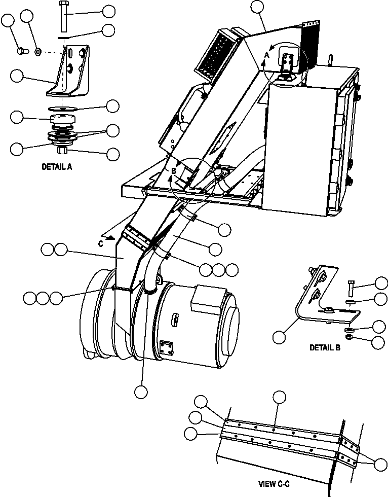 Komatsu parts book diagram for AFE47-FP 730E S/N A30541 - A30545 & A30550 - A30551      DARMA HENWA: INLET DUCT/BLOWER HOSE INSTALLATION