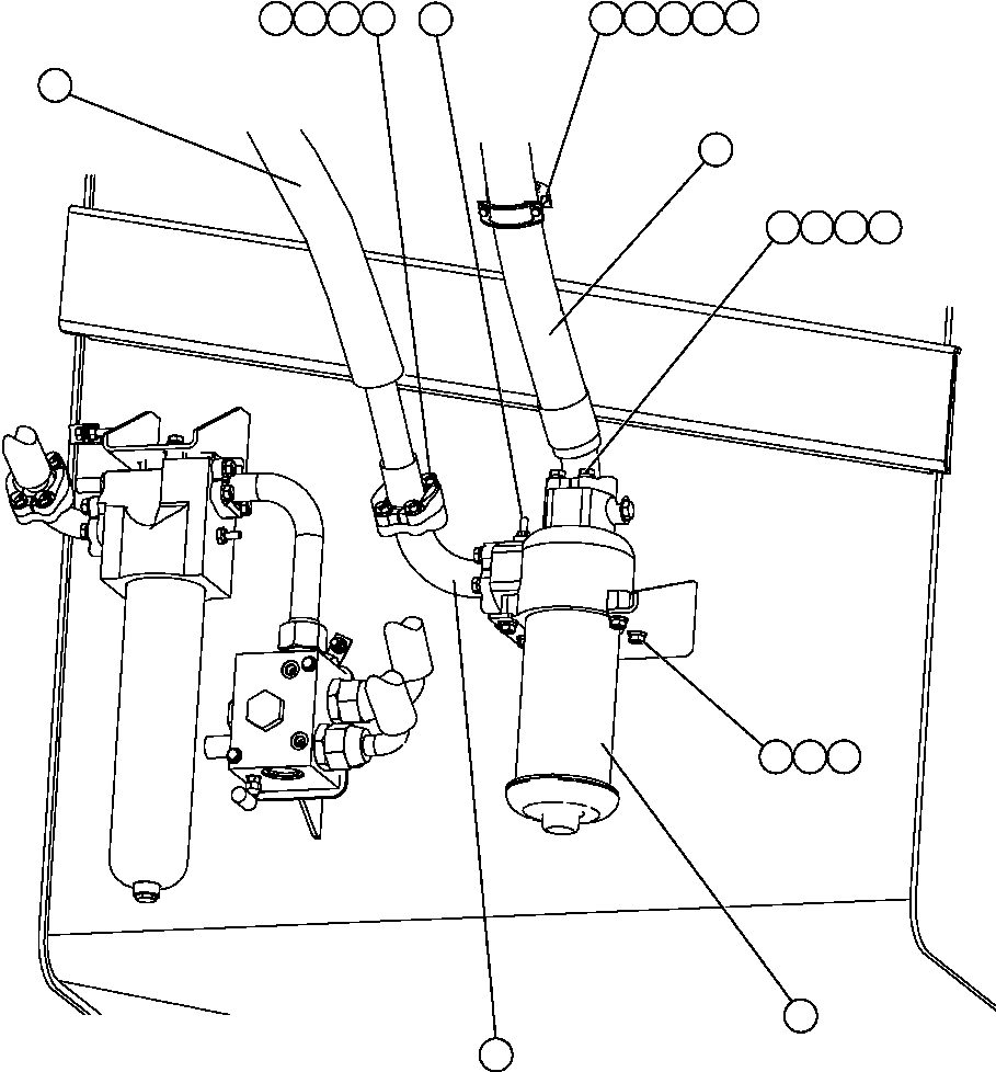 Komatsu parts book diagram for AFE47-FP 730E S/N A30541 - A30545 & A30550 - A30551      DARMA HENWA: HOIST FILTER INSTALLATION
