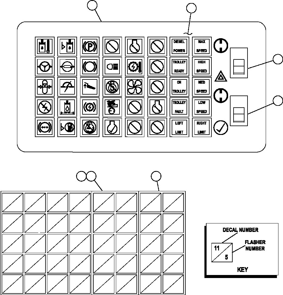 Komatsu parts book diagram for AFE47-FQ 730E S/N A30546 - A30549     ROSSING URANIUM: WARNING LIGHTS MODULE (EM5394)