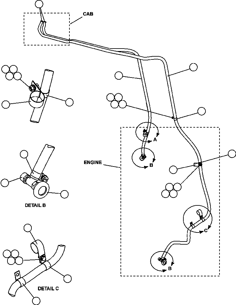 Komatsu parts book diagram for AFE47-FQ 730E S/N A30546 - A30549     ROSSING URANIUM: HEATER PIPING