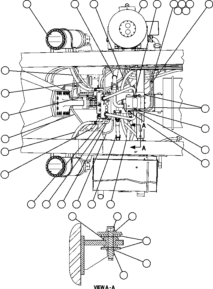 Komatsu parts book diagram for AFE47-FQ 730E S/N A30546 - A30549     ROSSING URANIUM: HYDRAULIC SYSTEM PIPING - PUMP MODULE  1/2