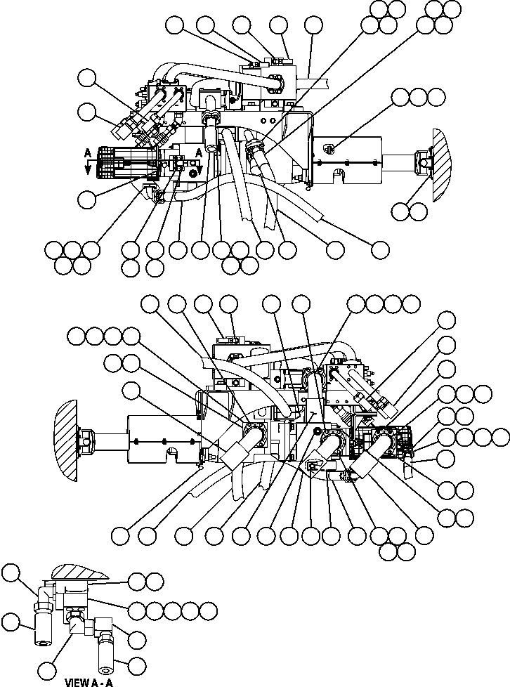 Komatsu parts book diagram for AFE47-FQ 730E S/N A30546 - A30549     ROSSING URANIUM: HYDRAULIC SYSTEM PIPING - PUMP MODULE  2/2