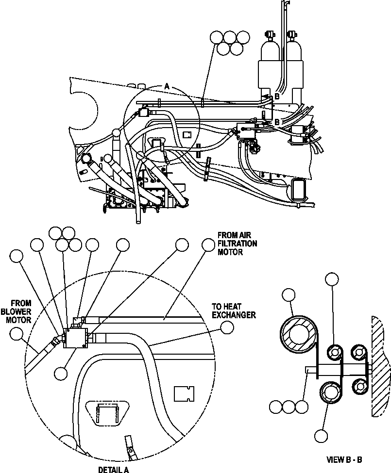 Komatsu parts book diagram for AFE47-FQ 730E S/N A30546 - A30549     ROSSING URANIUM: AUXILIARY BLOWER PIPING - TROLLEY ( 3/3)