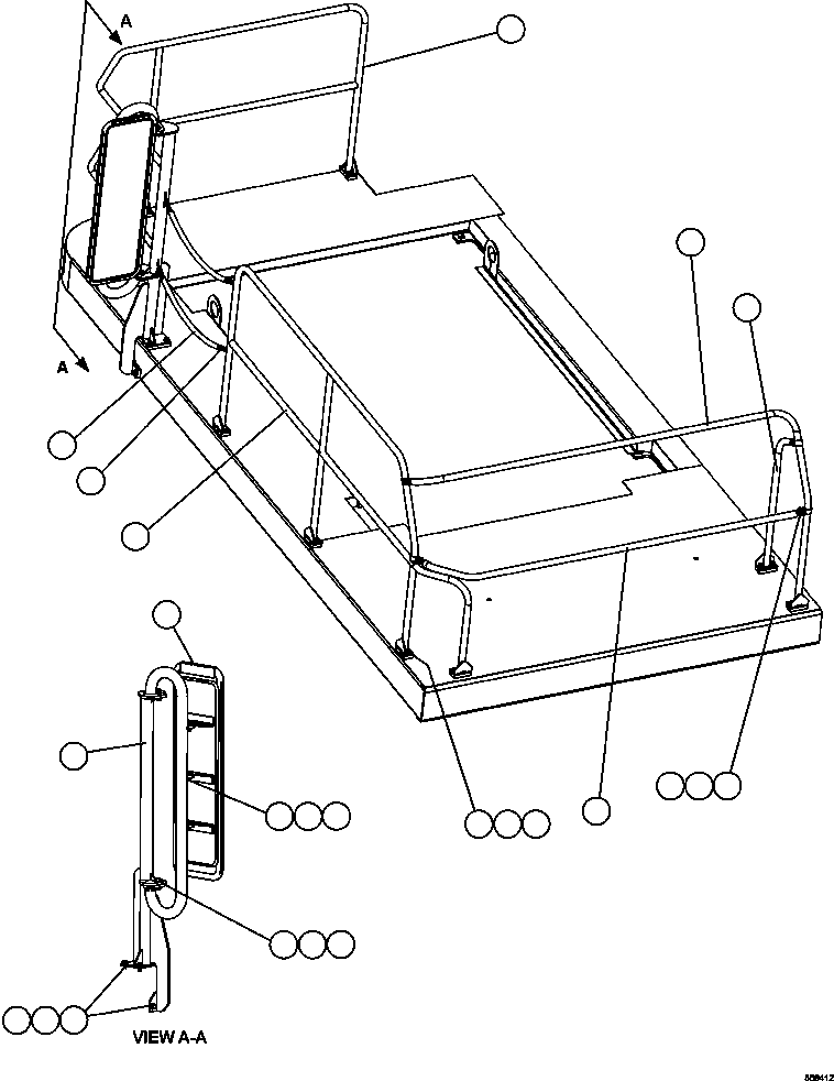 Dump Trucks Komatsu / AFE47-GD 730E S/N A30585-A30588, A30592-A30593, A30597-A30599     BAYOVAR(AFE47-GD) / LH DECK HANDRAILS & MIRROR(022 : 55841)