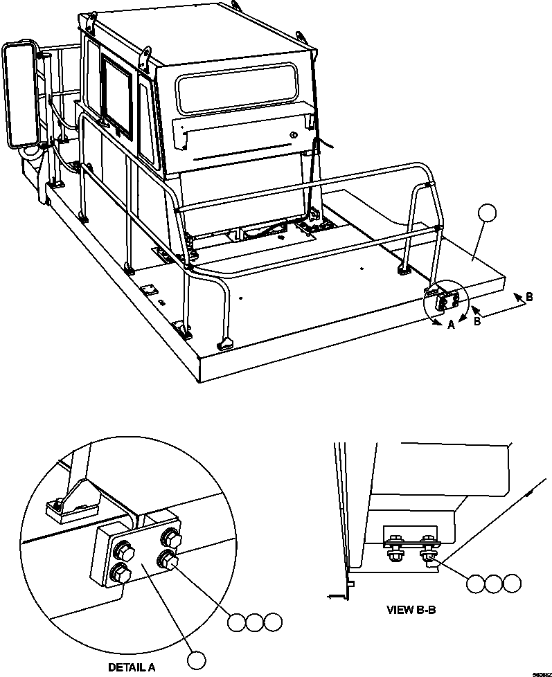 Komatsu parts book diagram for AFE47-GG 730E S/N A30600-A30601 & A30604-A30605    ROSSING (Trolley): LH REAR CENTER DECK INSTALLATION