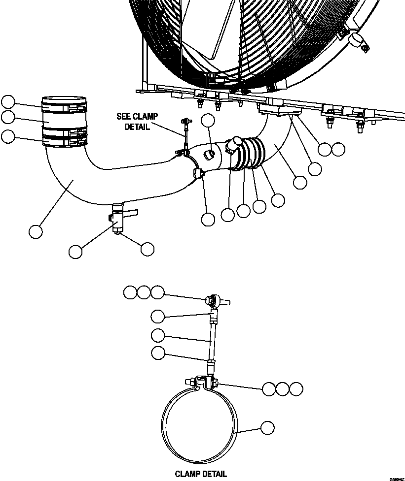 Komatsu parts book diagram for AFE47-GG 730E S/N A30600-A30601 & A30604-A30605    ROSSING (Trolley): RADIATOR PIPING ( 2/2)