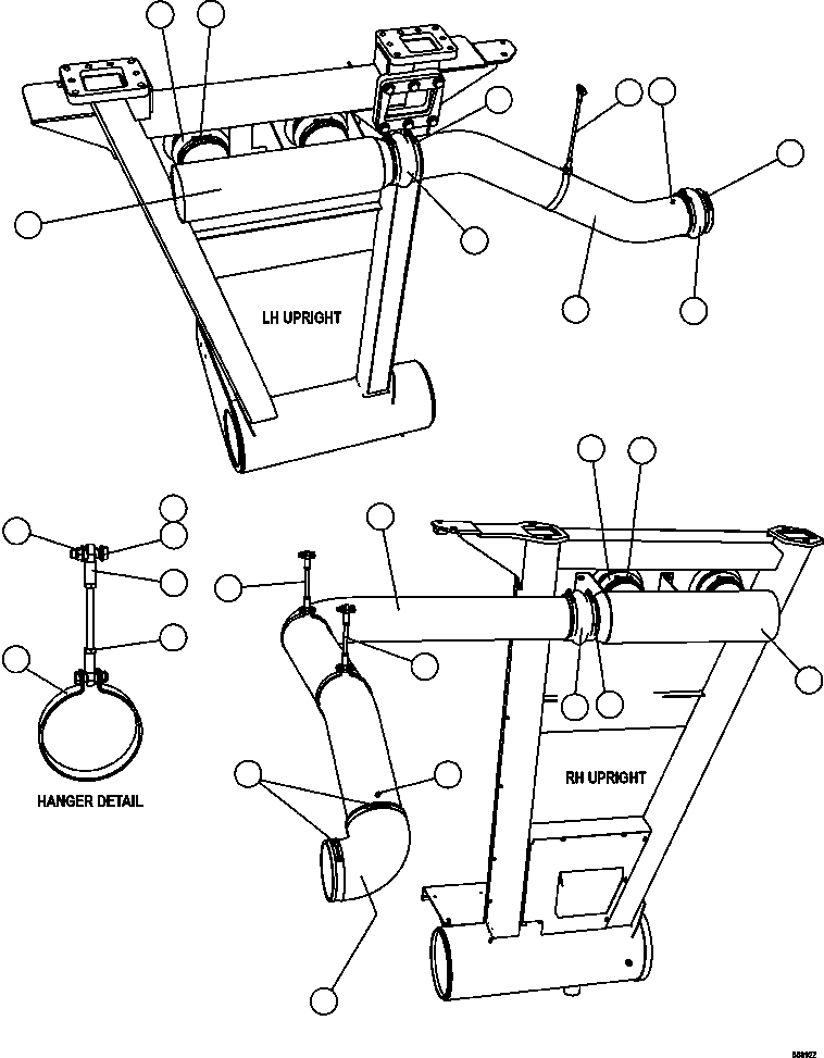 Komatsu parts book diagram for AFE47-GG 730E S/N A30600-A30601 & A30604-A30605    ROSSING (Trolley): AIR CLEANER PIPING & INSTALLATION  1/2