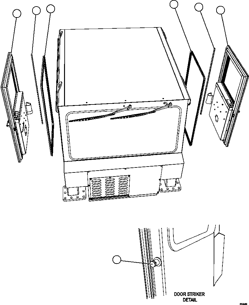Komatsu parts book diagram for AFE47-GG 730E S/N A30600-A30601 & A30604-A30605    ROSSING (Trolley): DOOR INSTALLATION