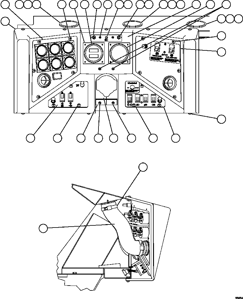 Komatsu parts book diagram for AFE47-GG 730E S/N A30600-A30601 & A30604-A30605    ROSSING (Trolley): INSTRUMENT PANEL ASSEMBLY