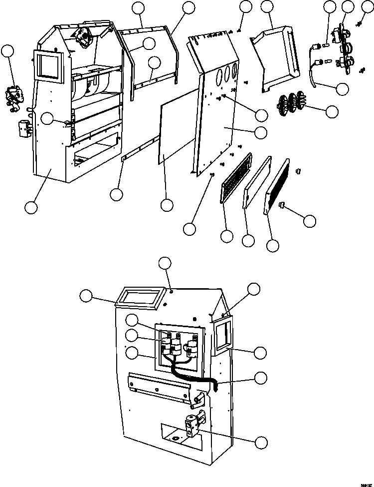 Komatsu parts book diagram for AFE47-GG 730E S/N A30600-A30601 & A30604-A30605    ROSSING (Trolley): HEATER/AIR CONDITIONER ASSEMBLY  1/2 (PC1920)