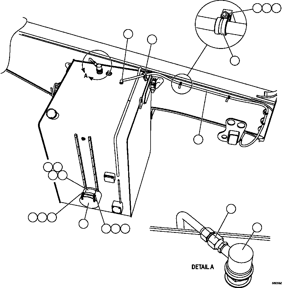 Komatsu parts book diagram for AFE47-GG 730E S/N A30600-A30601 & A30604-A30605    ROSSING (Trolley): FUEL SYSTEM PIPING ( 1/3)