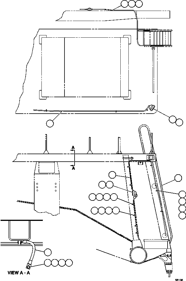 Komatsu parts book diagram for AFE47-GG 730E S/N A30600-A30601 & A30604-A30605    ROSSING (Trolley): RIGHT DECK & LIGHT WIRING