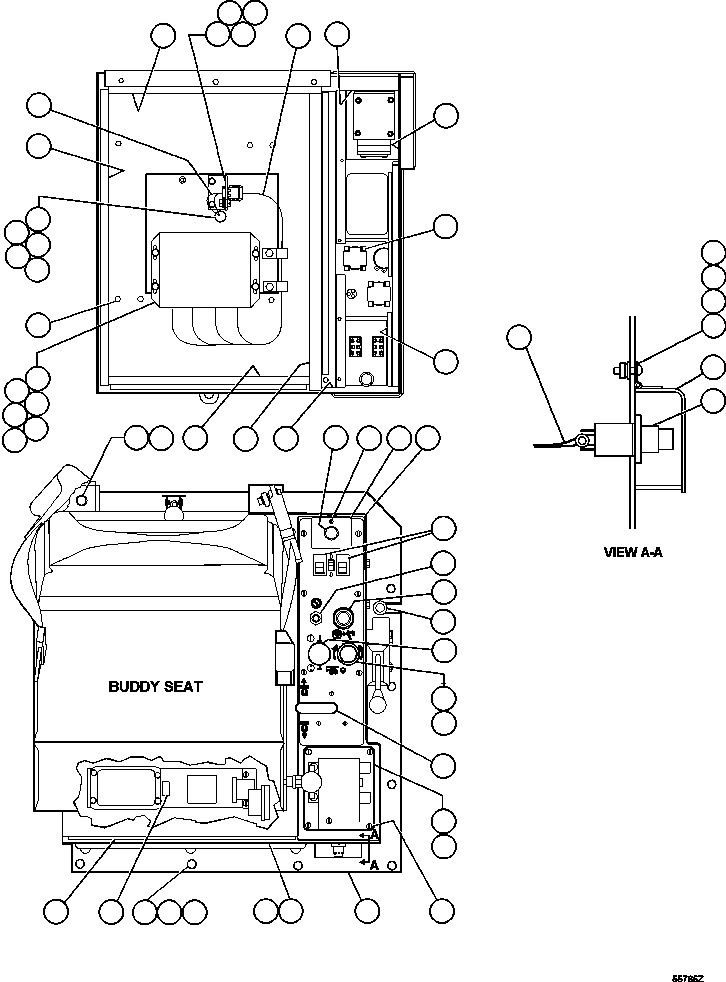 Komatsu parts book diagram for AFE47-GG 730E S/N A30600-A30601 & A30604-A30605    ROSSING (Trolley): CAB INTERFACE COMPARTMENT ( 1/2)