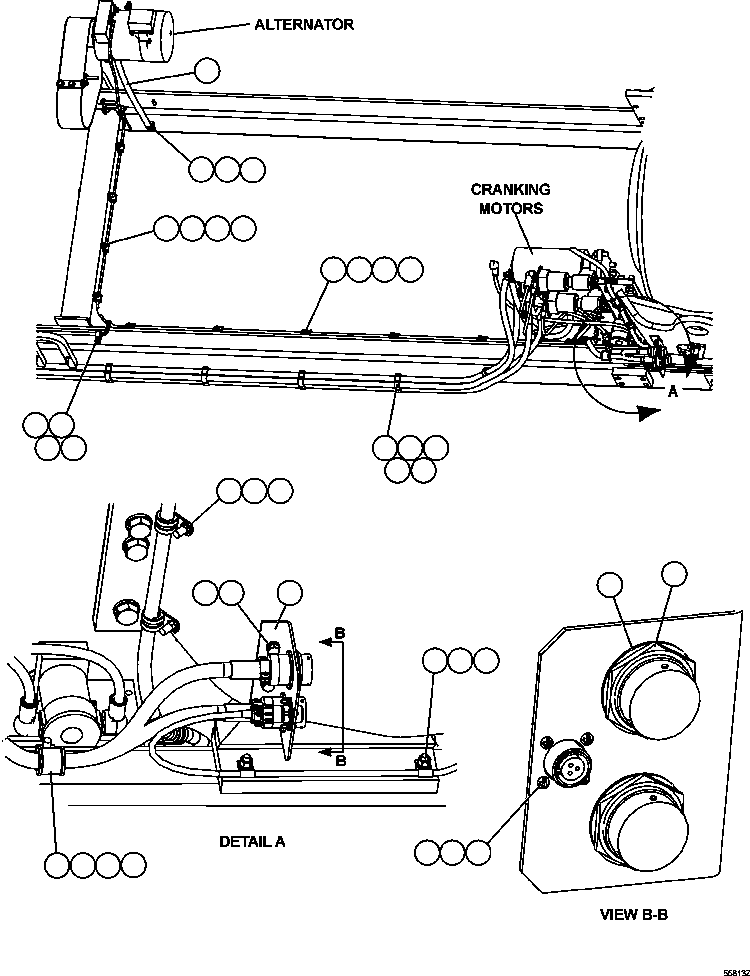 Komatsu parts book diagram for AFE47-GG 730E S/N A30600-A30601 & A30604-A30605    ROSSING (Trolley): ENGINE WIRING