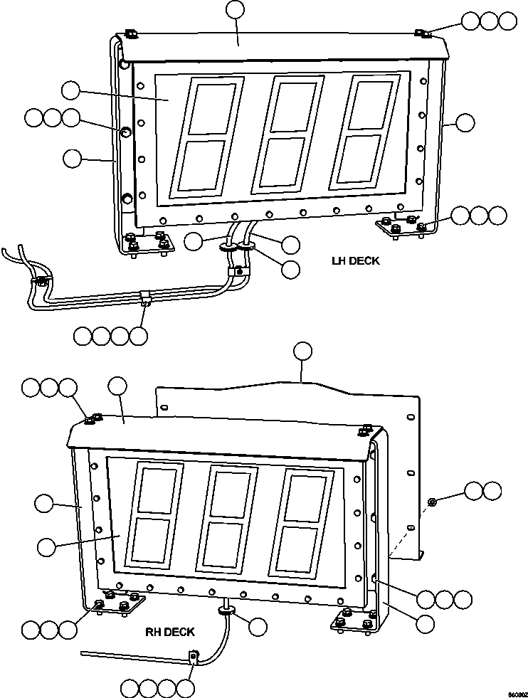Komatsu parts book diagram for AFE47-GG 730E S/N A30600-A30601 & A30604-A30605    ROSSING (Trolley): PLM SCOREBOARD