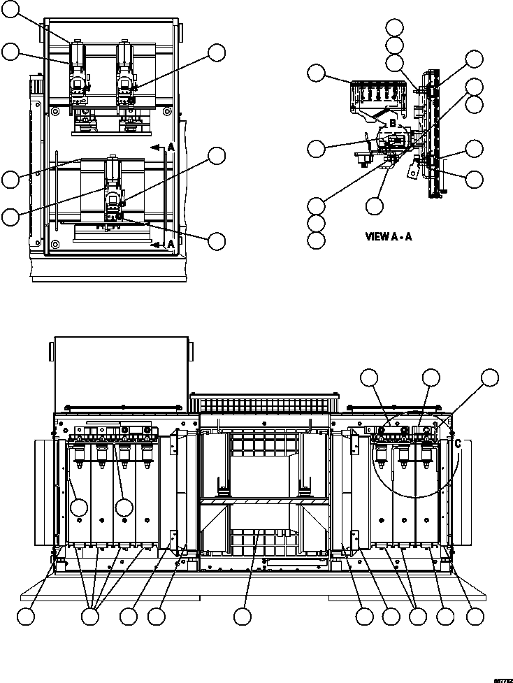 Komatsu parts book diagram for AFE47-GG 730E S/N A30600-A30601 & A30604-A30605    ROSSING (Trolley): RETARDING GRID ASSEMBLY - 3 STEP 3/4 (PC2187)