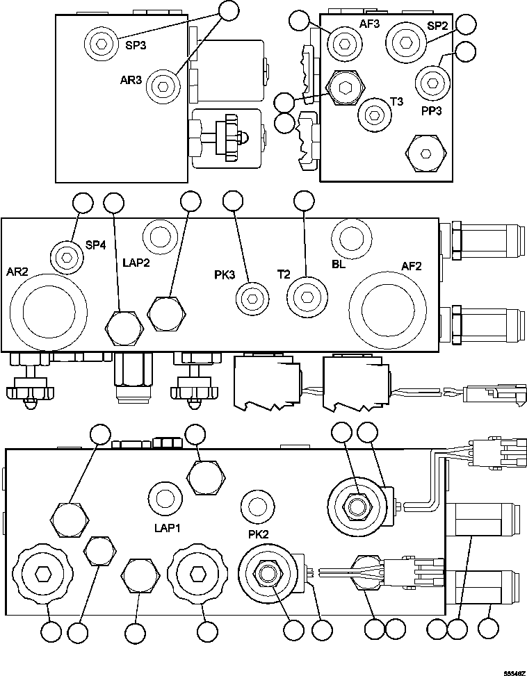 Dump Trucks Komatsu / AFE47-GP 730E S/N A30628 - A30629 & A30632   KUMBA KOLOMELA(AFE47-GP) / BRAKE MANIFOLD - TWO CIRCUIT    PC0080(470 : 55346)