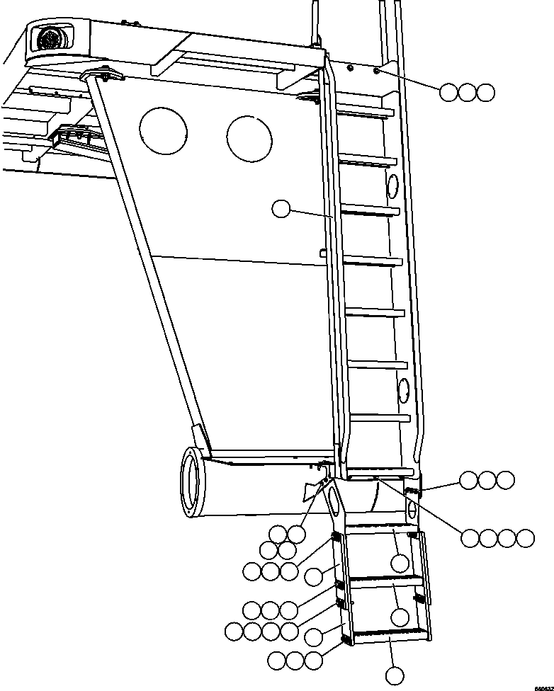 Komatsu parts book diagram for AFE47-GV 730E S/N A30648 - A30649   FOSKOR: RH LADDER INSTALLATION