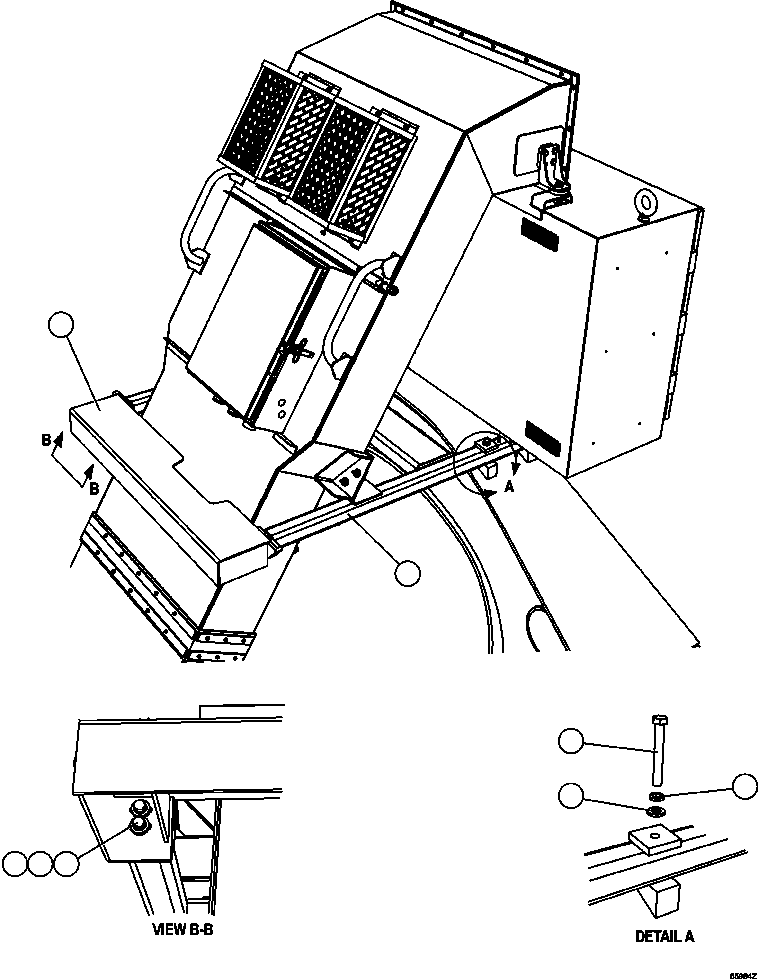Komatsu parts book diagram for AFE47-GV 730E S/N A30648 - A30649   FOSKOR: REAR CENTER DECK & SUPPORT INSTALLATION