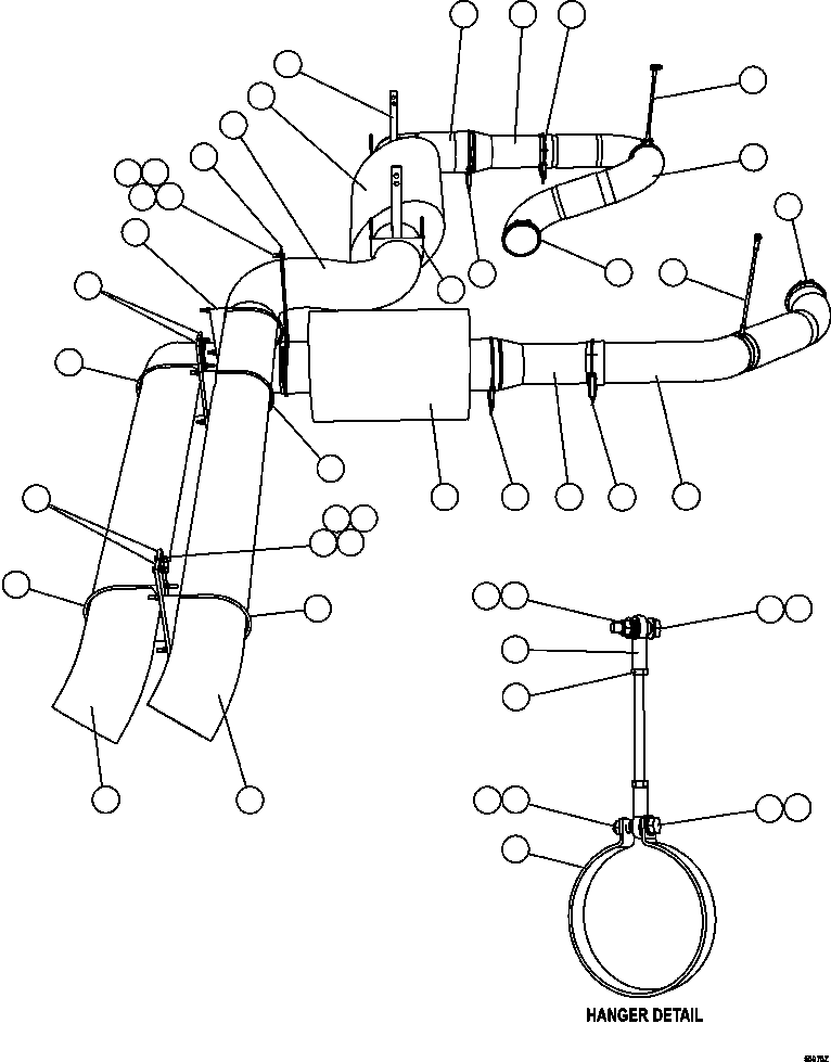 Komatsu parts book diagram for AFE47-GV 730E S/N A30648 - A30649   FOSKOR: EXHAUST PIPING