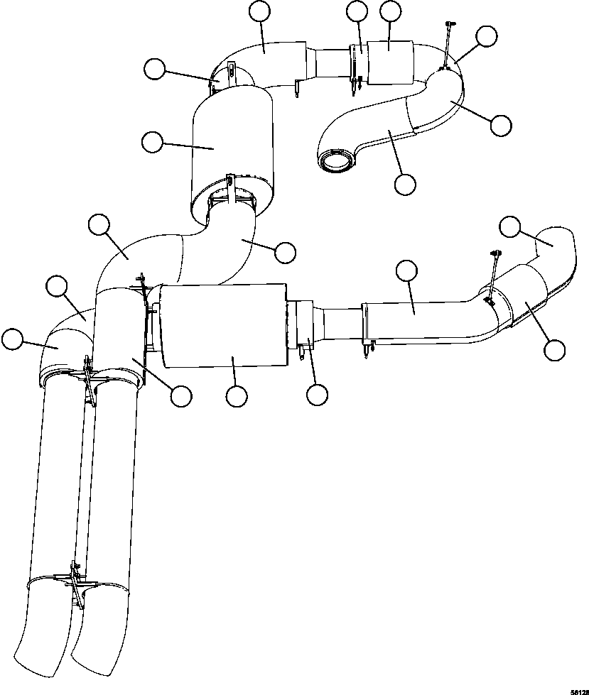 Komatsu parts book diagram for AFE47-GV 730E S/N A30648 - A30649   FOSKOR: EXHAUST BLANKETS