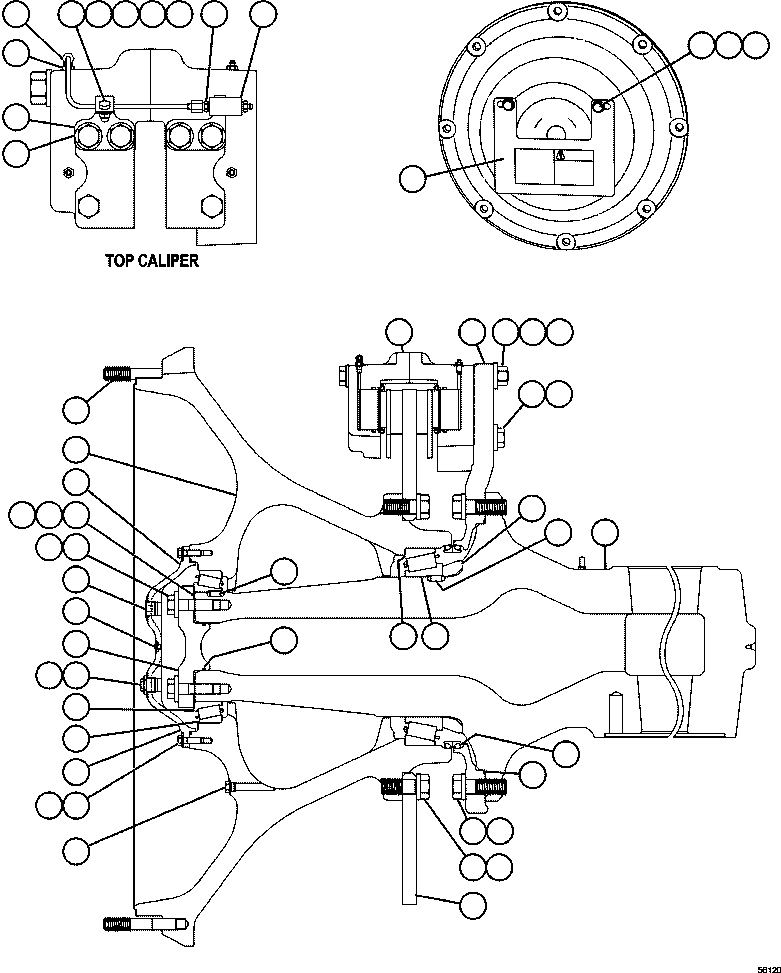 Komatsu parts book diagram for AFE47-GV 730E S/N A30648 - A30649   FOSKOR: SPINDLE, HUB & BRAKE INSTALLATION
