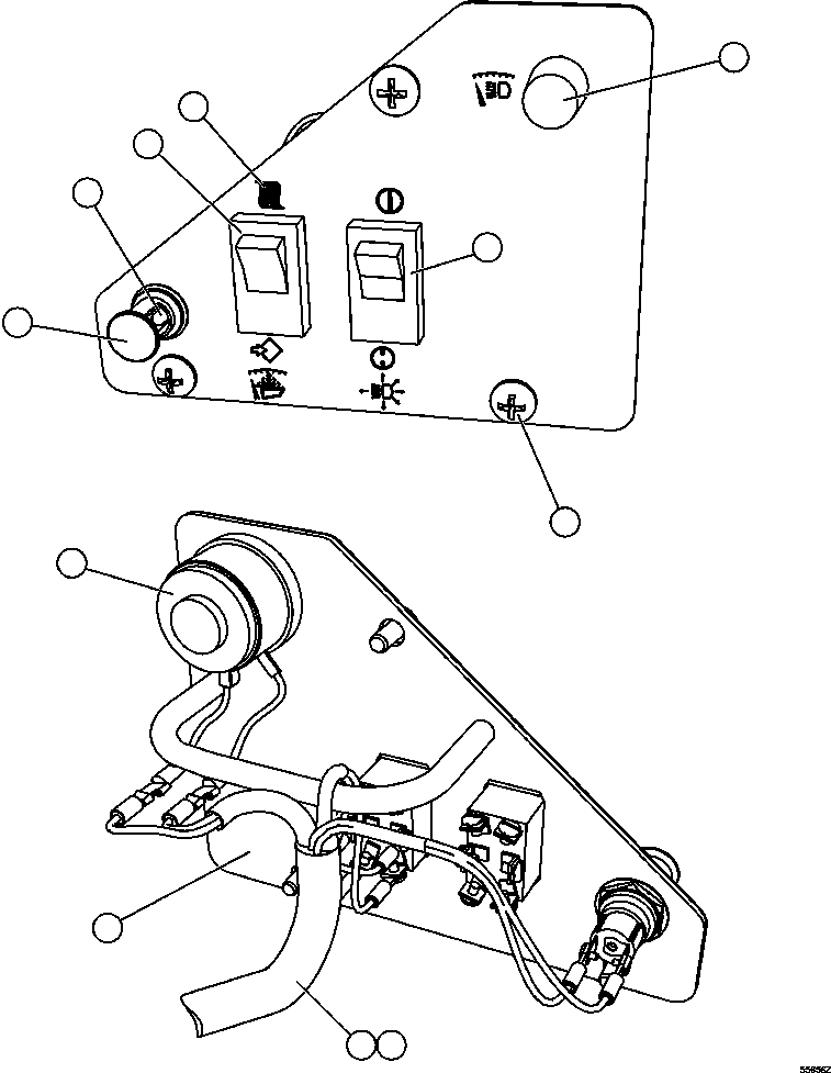 Komatsu parts book diagram for AFE47-GV 730E S/N A30648 - A30649   FOSKOR: LOWER LH DASH MODULE        EL2677