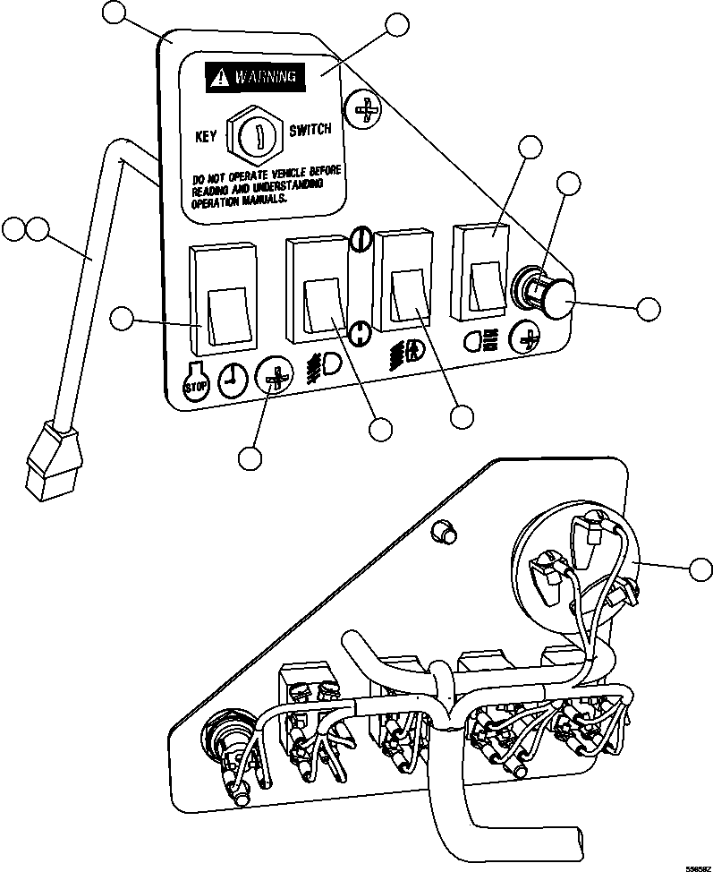 Komatsu parts book diagram for AFE47-GV 730E S/N A30648 - A30649   FOSKOR: LOWER RH DASH MODULE        SM5296