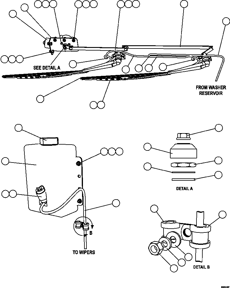 Komatsu parts book diagram for AFE47-GV 730E S/N A30648 - A30649   FOSKOR: WINDSHIELD WIPER/WASHER INSTALLATION