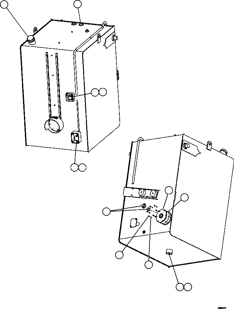 Komatsu parts book diagram for AFE47-GV 730E S/N A30648 - A30649   FOSKOR: FUEL TANK     XB0748