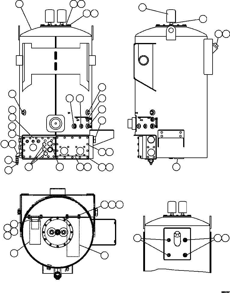 Komatsu parts book diagram for AFE47-GV 730E S/N A30648 - A30649   FOSKOR: HYDRAULIC TANK ASSEMBLY