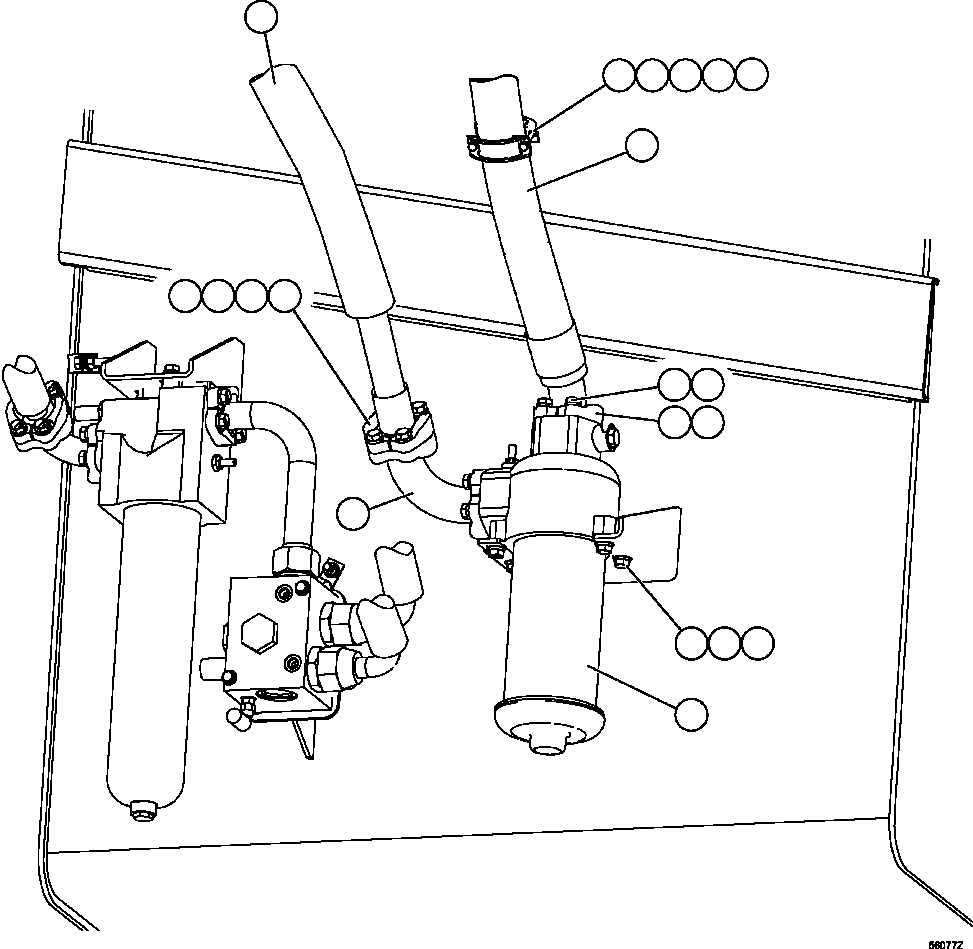Komatsu parts book diagram for AFE47-GV 730E S/N A30648 - A30649   FOSKOR: HOIST FILTER INSTALLATION