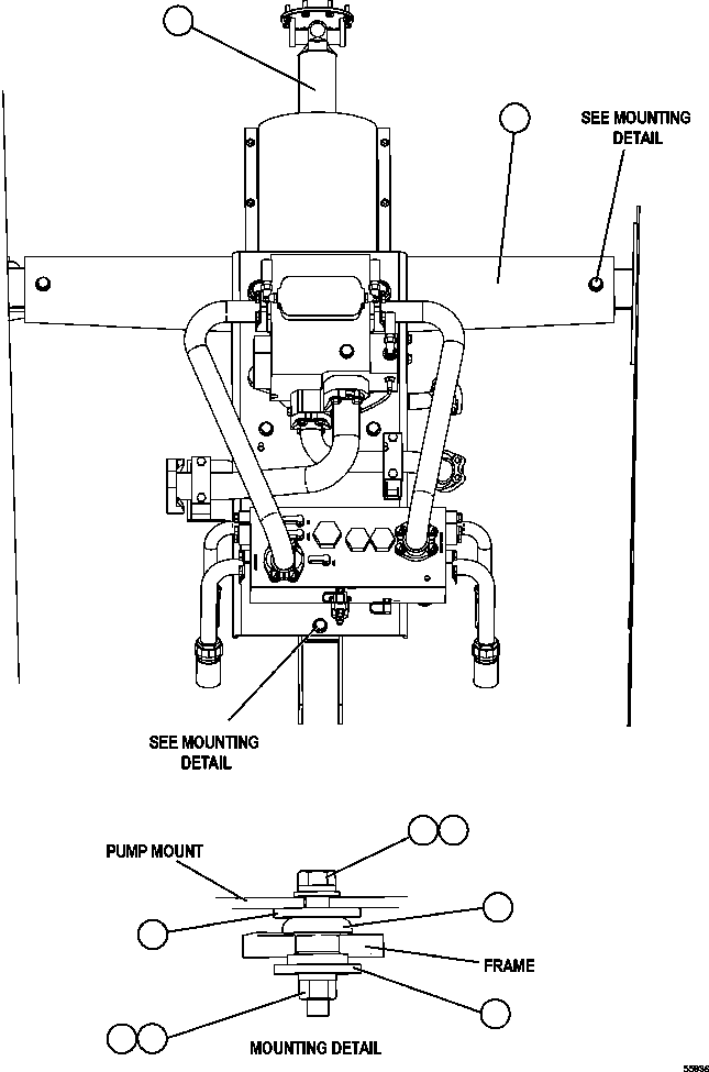 Komatsu parts book diagram for AFE47-GV 730E S/N A30648 - A30649   FOSKOR: PUMP MODULE INSTALLATION