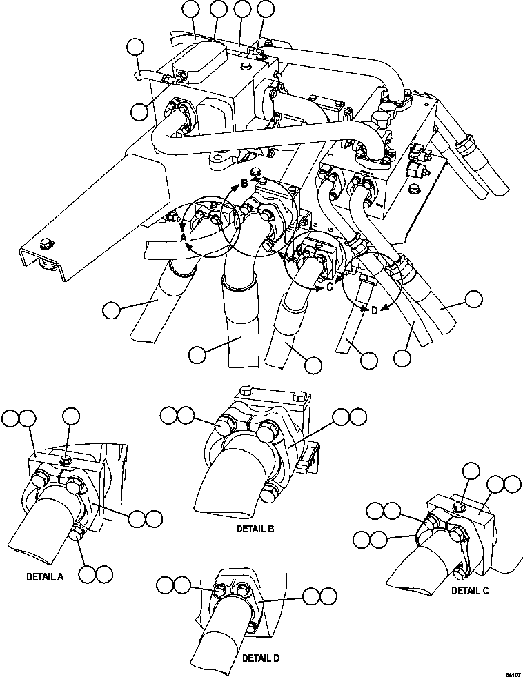 Komatsu parts book diagram for AFE47-GV 730E S/N A30648 - A30649   FOSKOR: PUMP MODULE PIPING   1/2