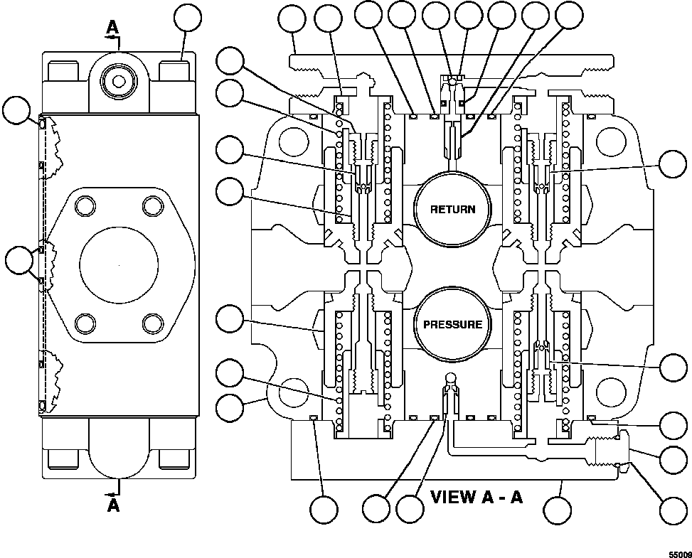 Komatsu parts book diagram for AFE47-GV 730E S/N A30648 - A30649   FOSKOR: SPOOL INLET SECTION              VE7624