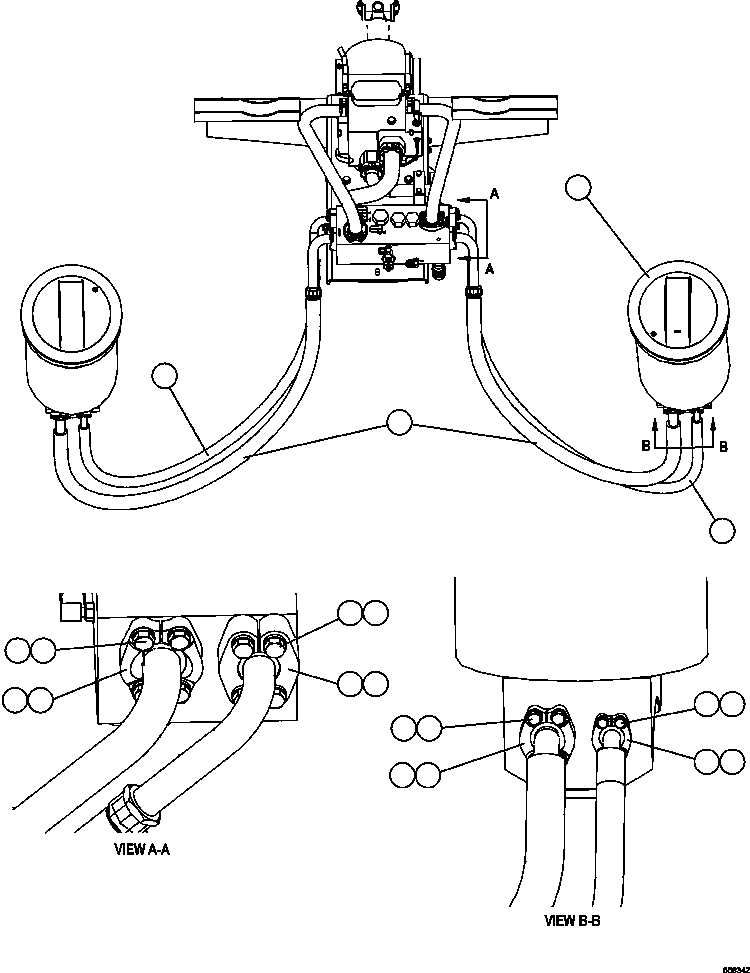 Komatsu parts book diagram for AFE47-GV 730E S/N A30648 - A30649   FOSKOR: HOIST CYLINDER PIPING