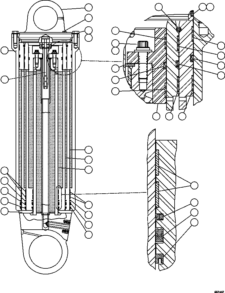 Komatsu parts book diagram for AFE47-GV 730E S/N A30648 - A30649   FOSKOR: HOIST CYLINDER ASSEMBLY             EL4833