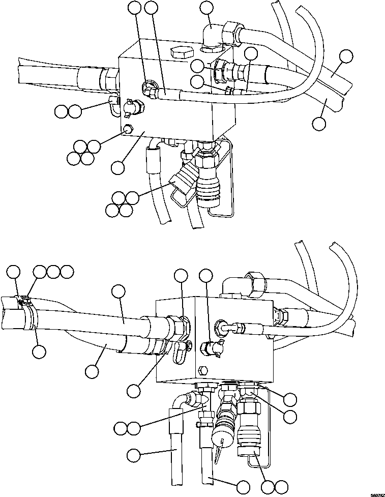 Komatsu parts book diagram for AFE47-GV 730E S/N A30648 - A30649   FOSKOR: BLEEDDOWN MANIFOLD INSTALLATION