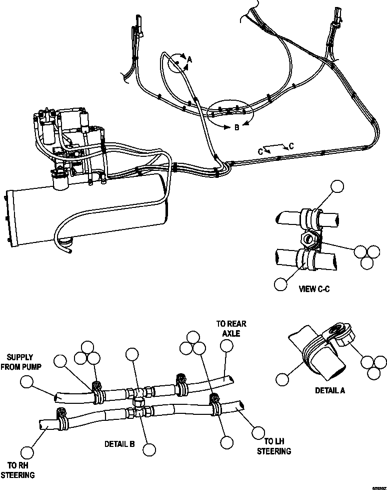 Komatsu parts book diagram for AFE47-GV 730E S/N A30648 - A30649   FOSKOR: AUTOMATIC LUBRICATION - FRAME PIPING  1/2