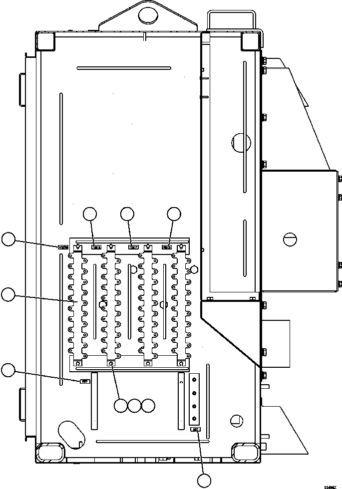 Komatsu parts book diagram for AFE47-GV 730E S/N A30648 - A30649   FOSKOR: CONTROL CABINET RIGHT DOOR (LEFT SIDE WALL)